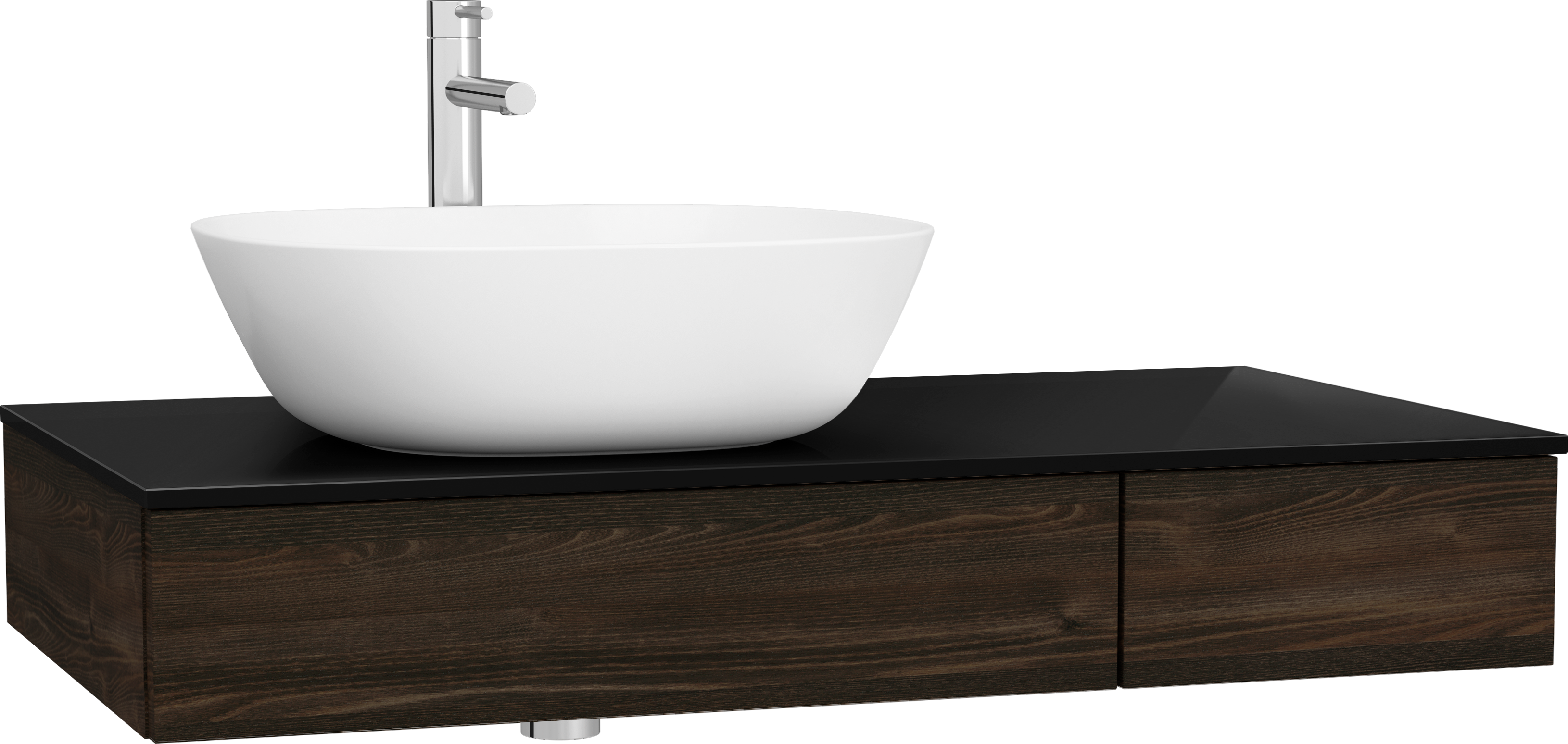 Тумба с раковиной VitrA Origin 90 L, темный вяз, столешница черная