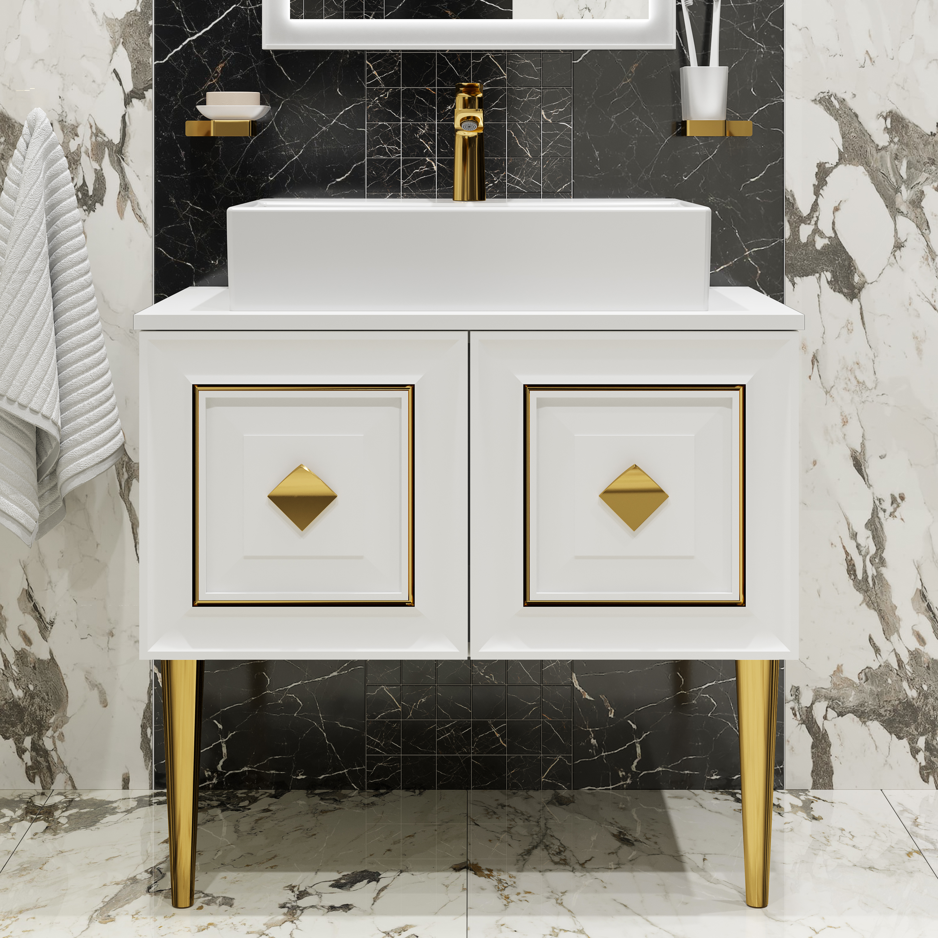 Тумба с раковиной Belinza Davlos 80, белая