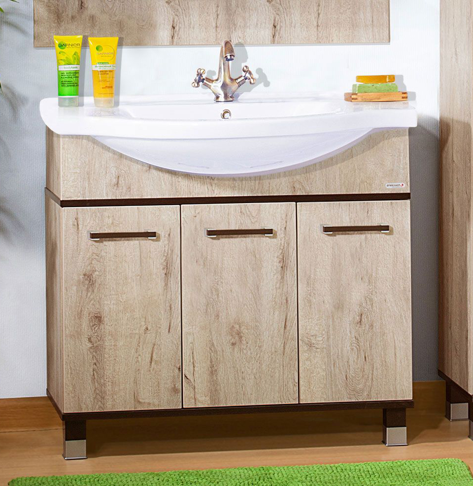 Тумба с раковиной Бриклаер Карибы 100 дуб кантри, венге