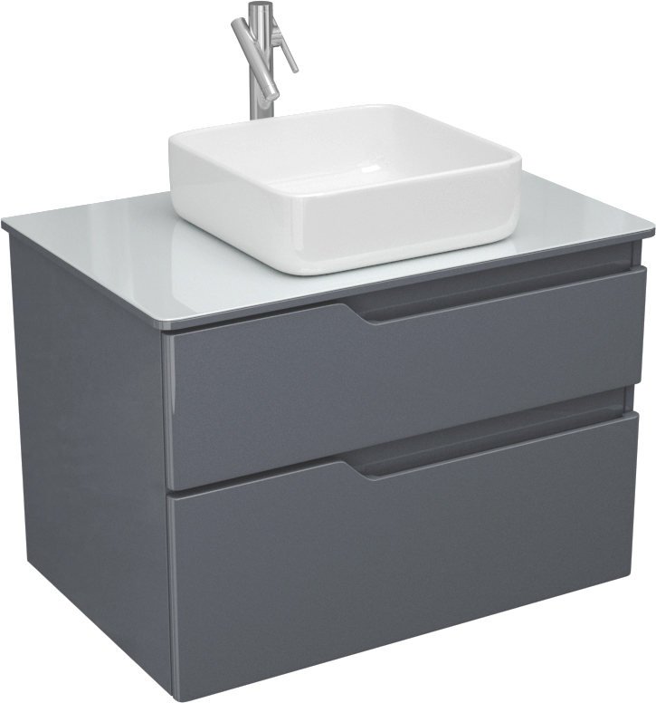 Тумба с раковиной Owl 1975 Hella Cristal, подвесная, серый лак, 80