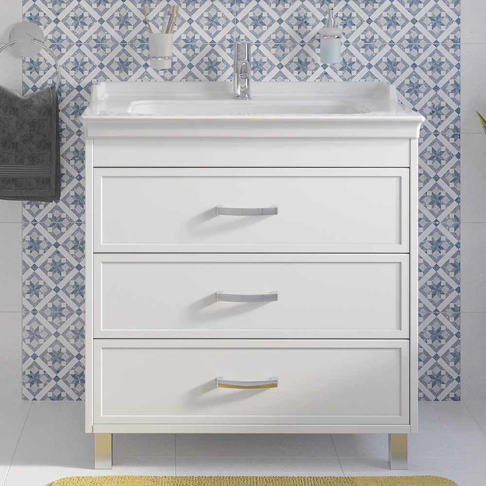 Тумба с раковиной STWORKI Хальмстад 80 белая