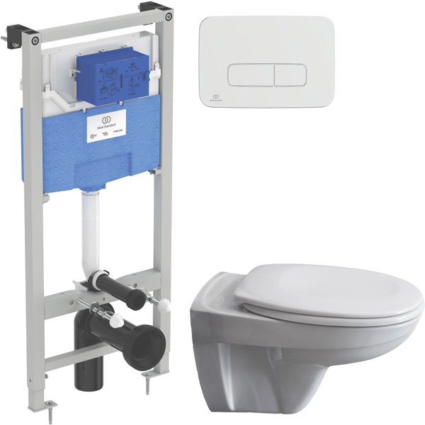 Комплект  Унитаз подвесной Pestan Fluenta Basic 40006460 + Система инсталляции для унитазов Ideal Standard ProSys 120P R027767 + Кнопка смыва Ideal St