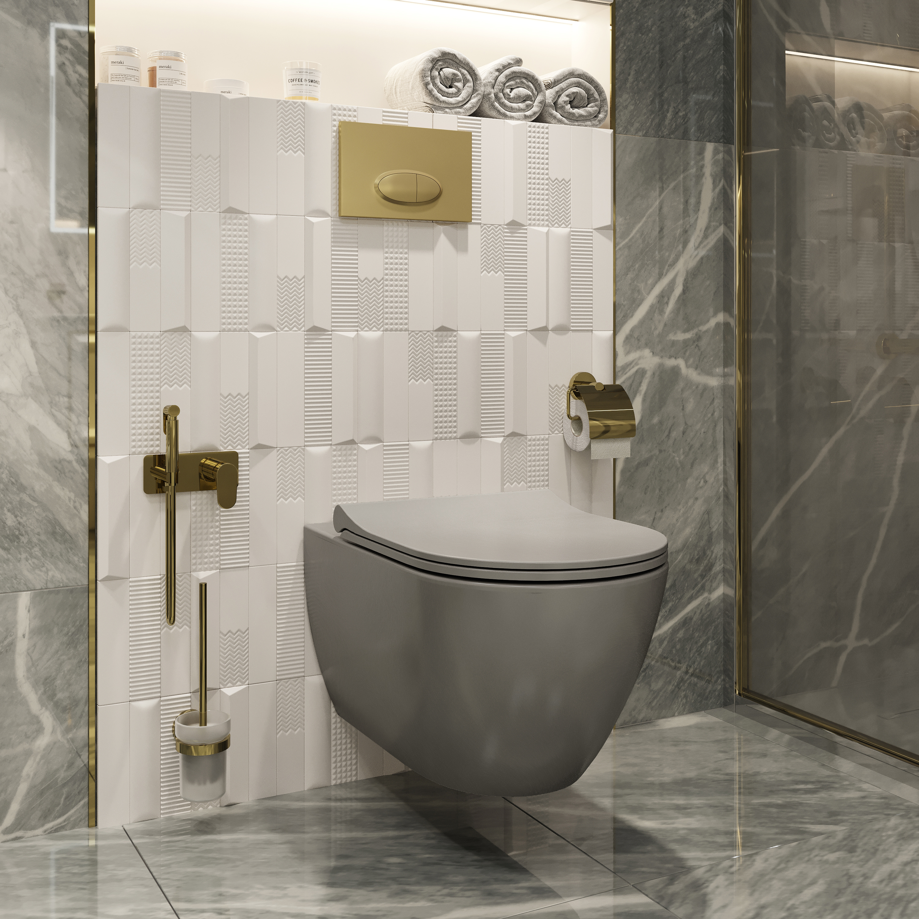 Унитаз подвесной BOCCHI Venezia 1295-006-0129 A0336-006 с микролифтом, безободковый, матовый серый купить в Тамбове