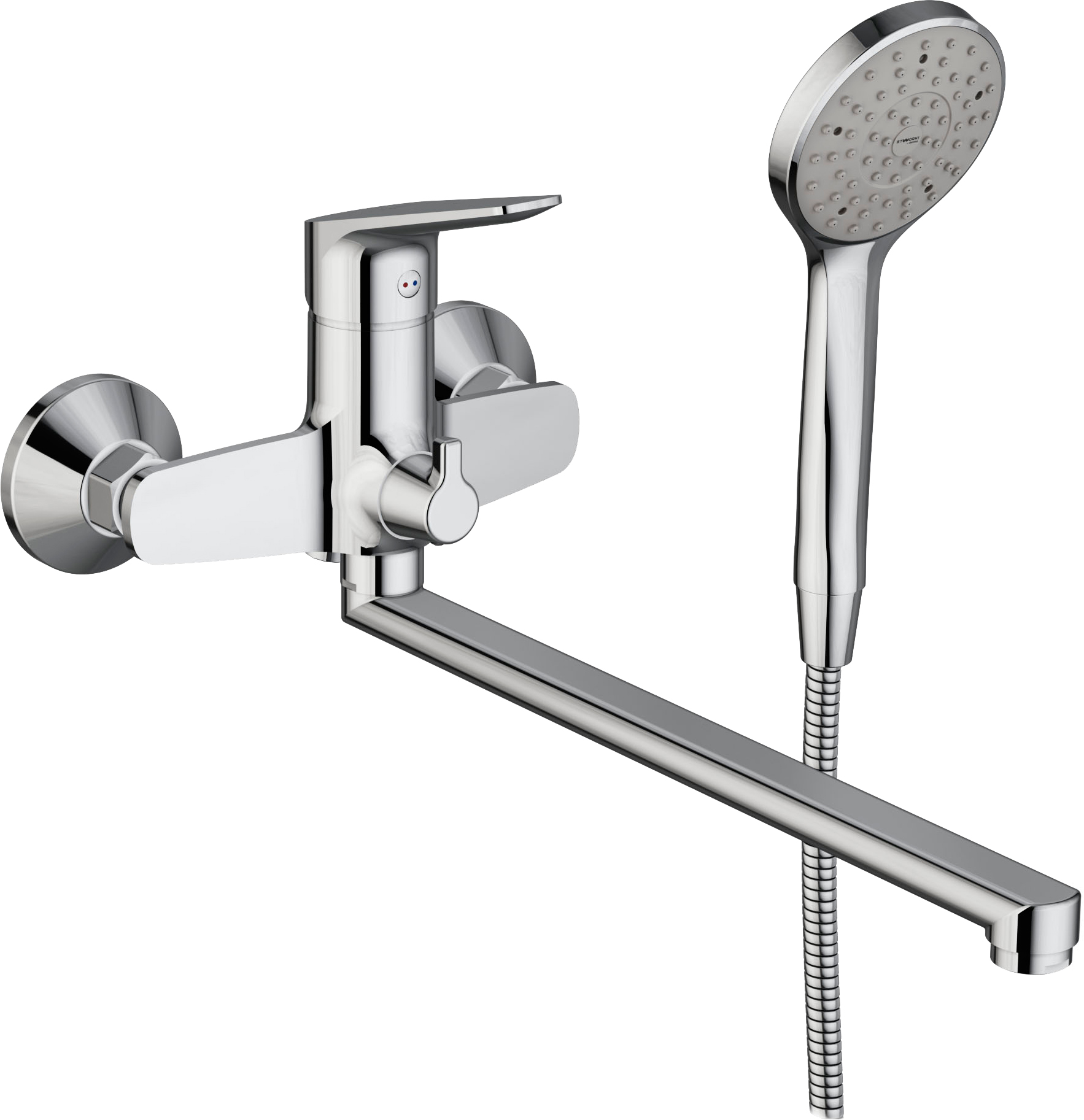 Смеситель с длинным изливом для ванны STWORKI Дублин HFDB95000 хром, однорычажный, с длинным изливом, настенный, латунь