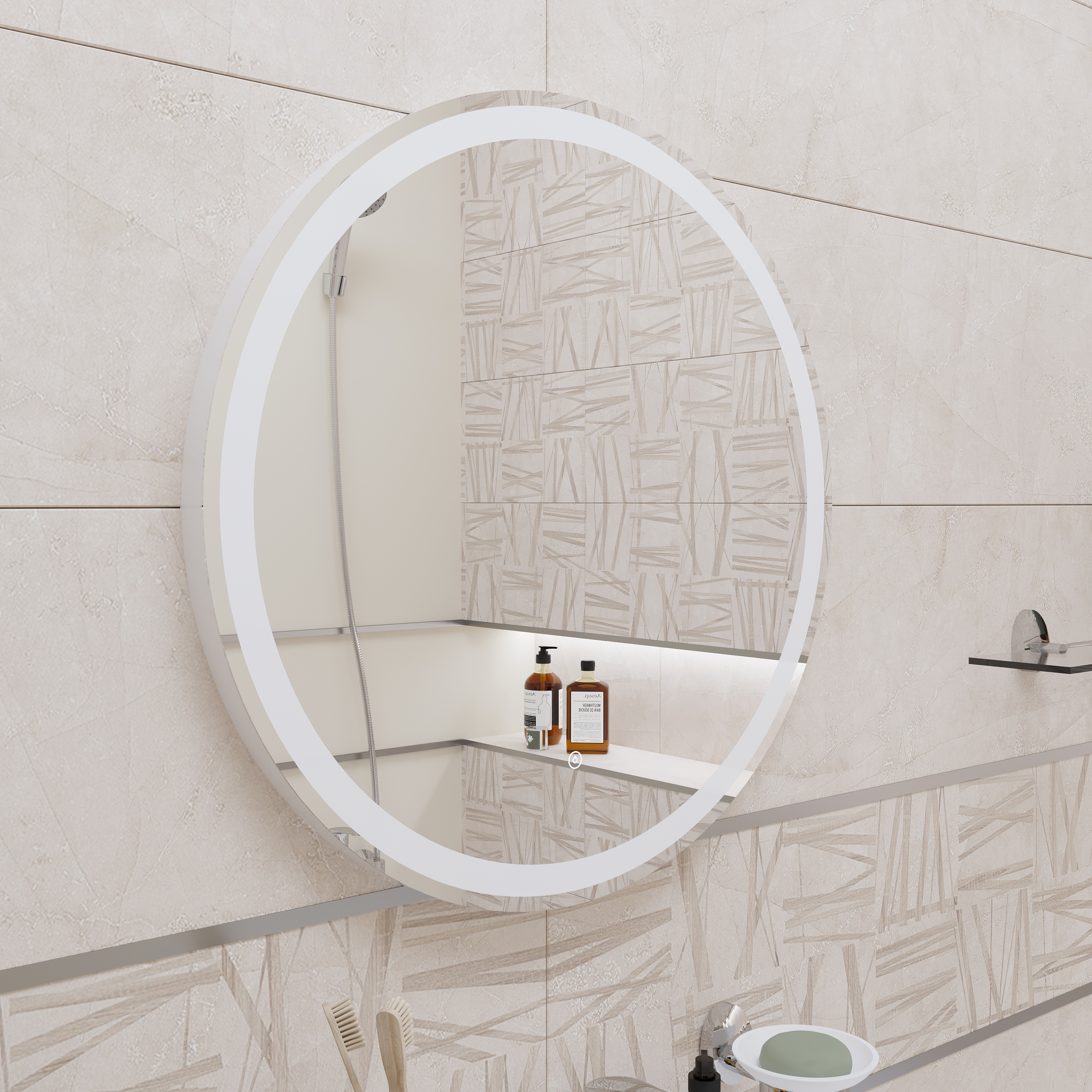 Зеркало круглое DIWO Ростов 55 с подсветкой светодиодной, круглое, сенсорное управление, настенное, российск