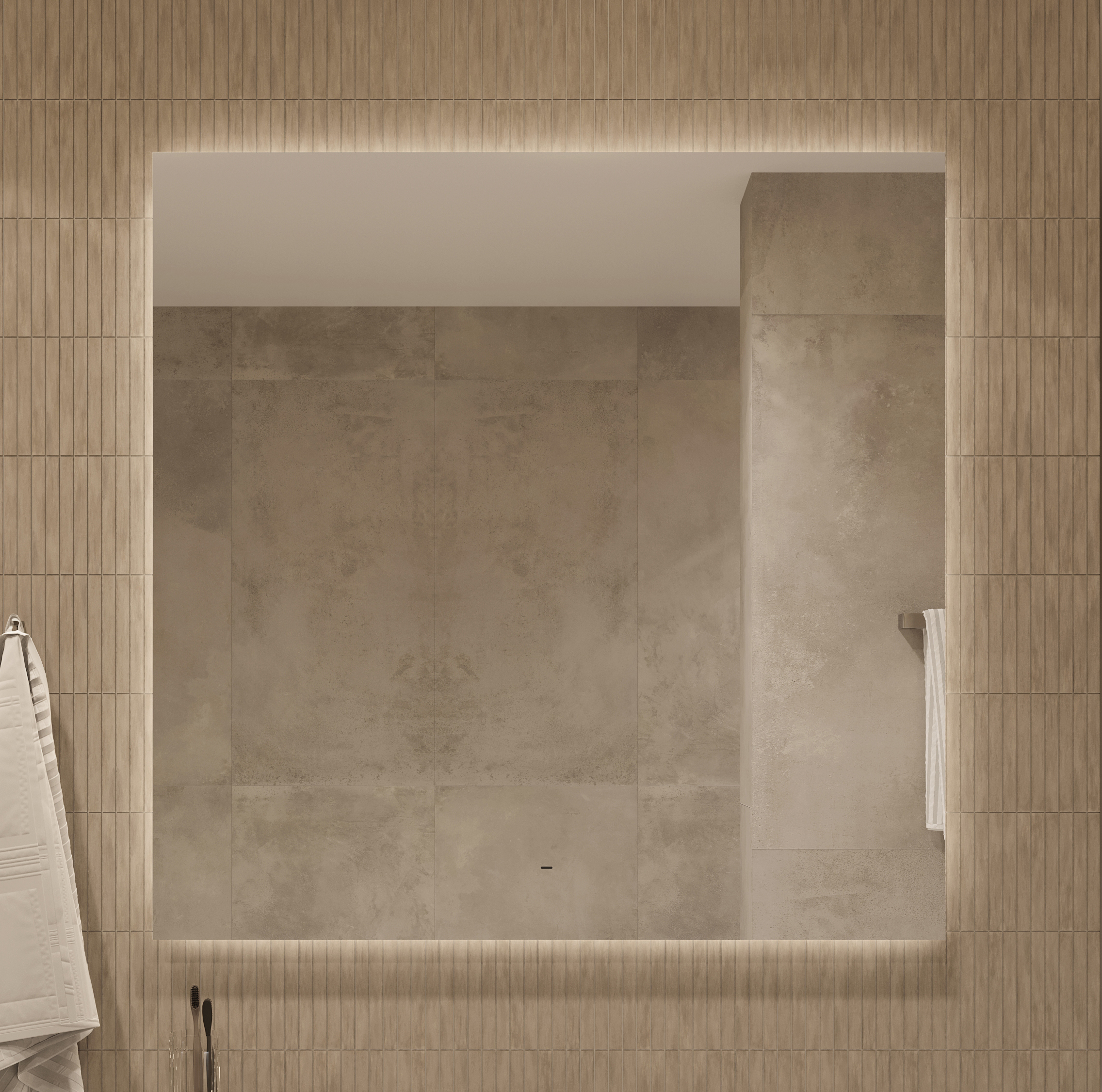 Зеркало DIWO Элиста 100x100 см, ореольная подсветка LED, бесконтактный выключатель, прямоугольное