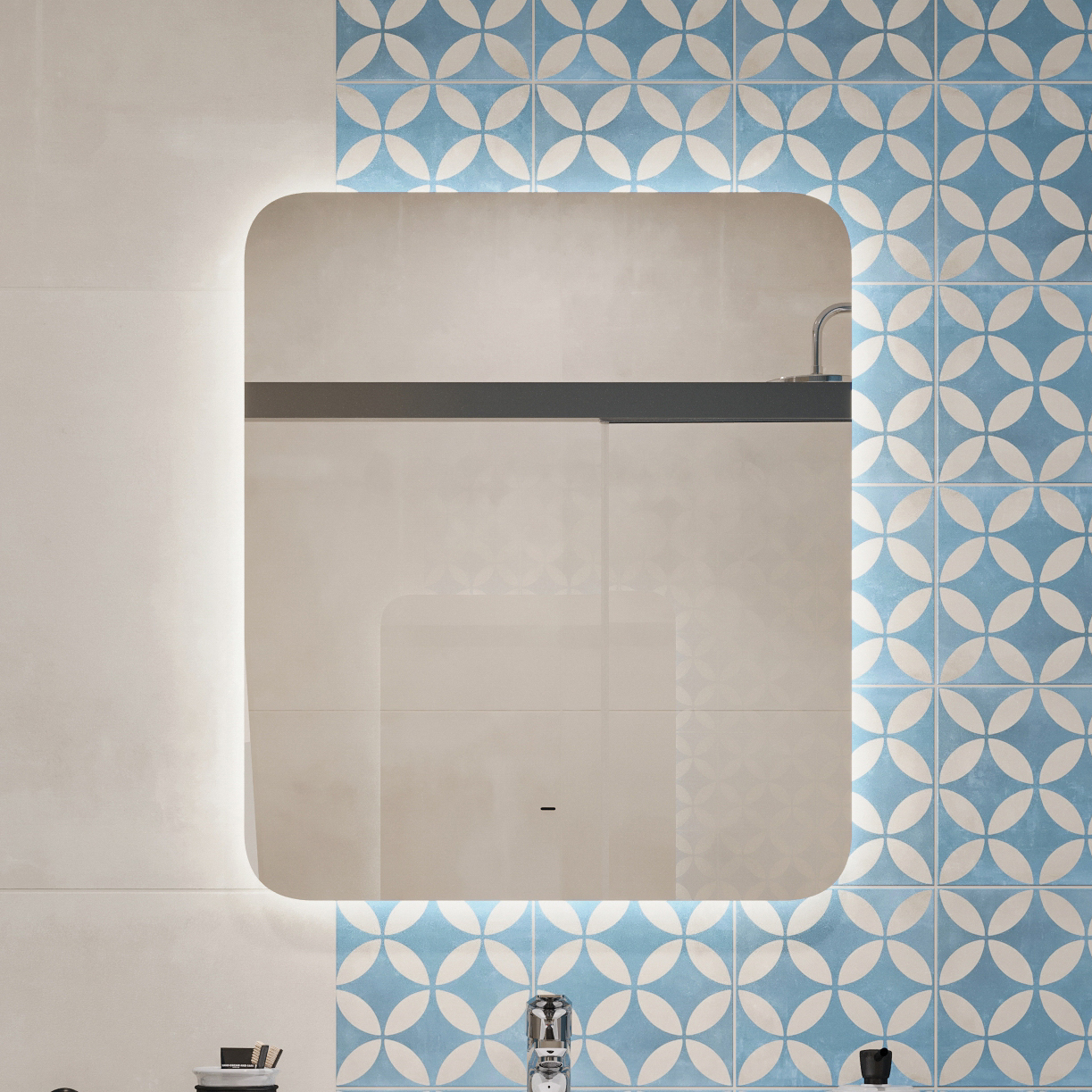 Зеркало DIWO Кострома 60x70 см, ореольная подсветка LED, бесконтактный выключатель, прямоугольное