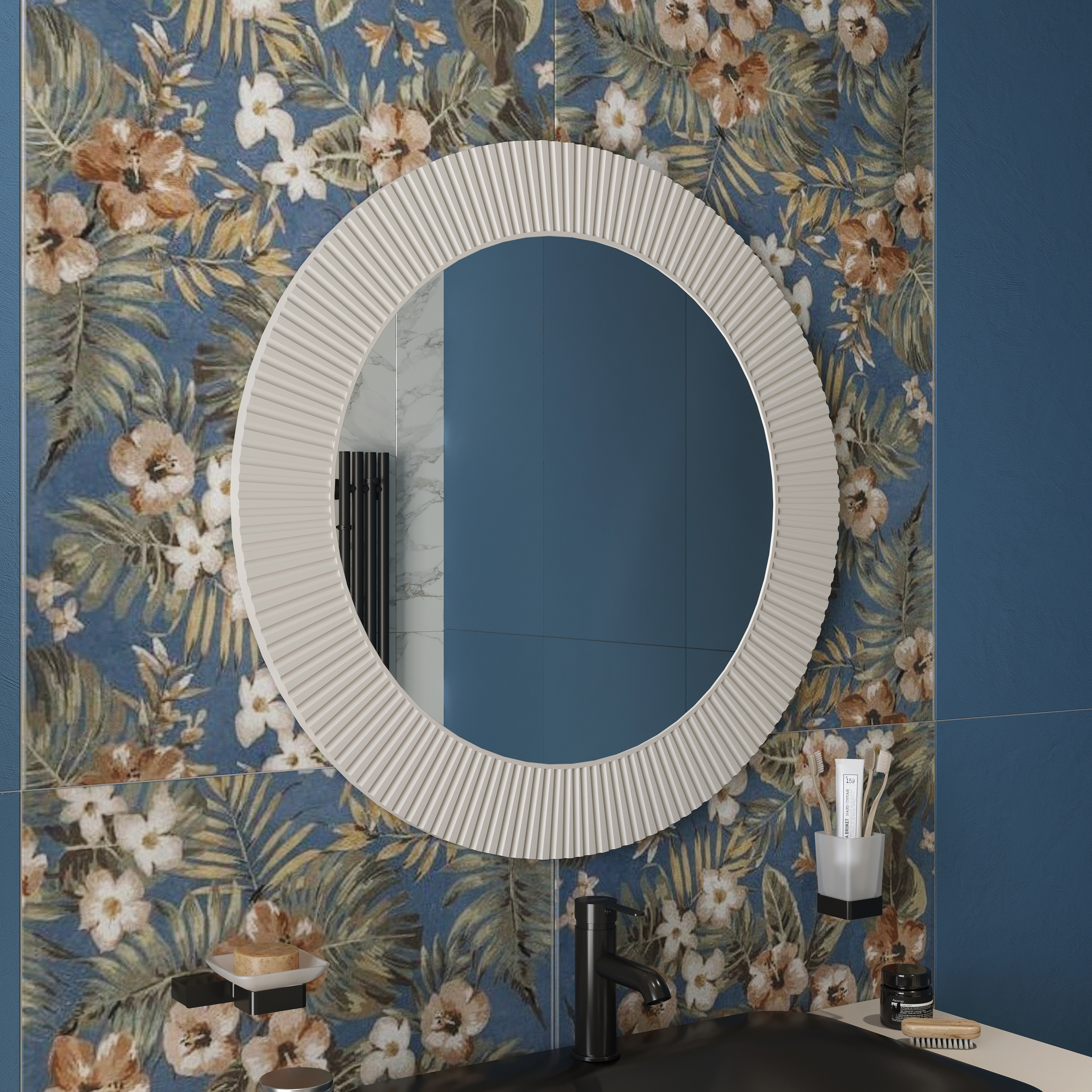 Зеркало круглое Belinza Calvin 80 бежевое